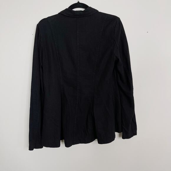 Free People Linen Blend Blazer Black XSmall XS Single Button Casual Lightweight - Picture 2 of 9